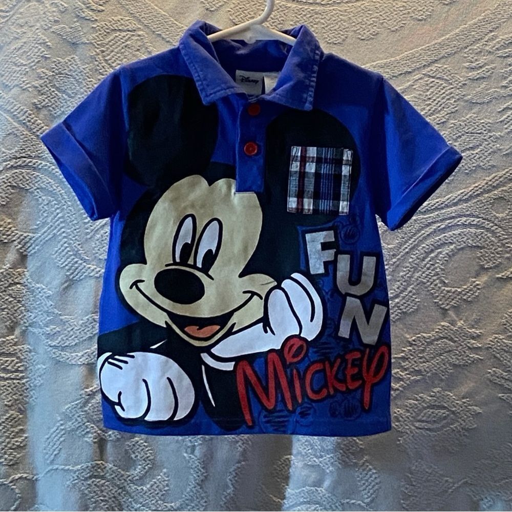 10/$50 Disney Kids Polo Shirt with Mickey Mouse - Blue and Red Size 4T/NP4